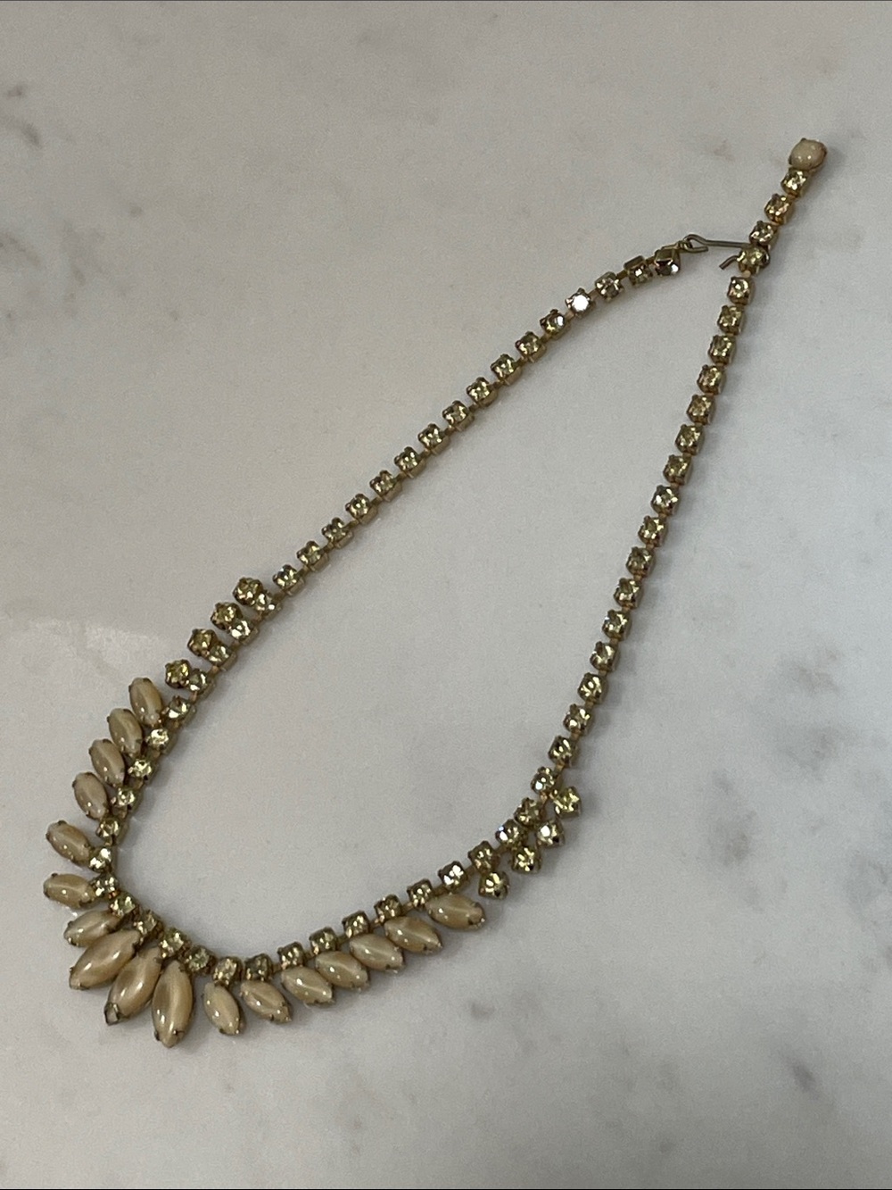 Chartreuse celadon rhinestone necklace choker